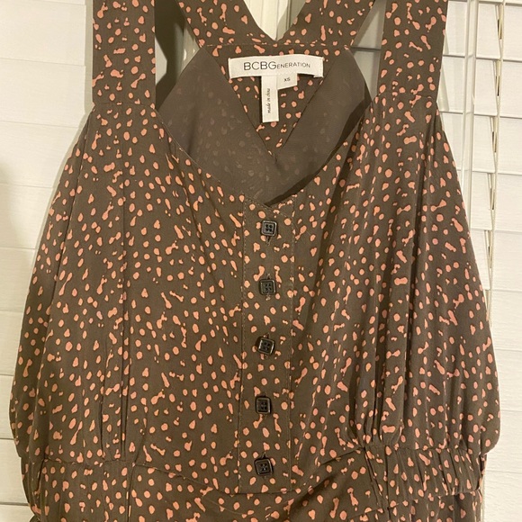 BCBG GENERATION BROWN WITH PINK SLEEVELESS BUBBLE HEM DRESS XS - Picture 4 of 4